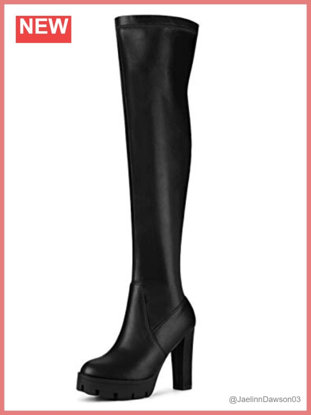 Women Over Knee Chunky Heel Platform Boots Faux Leather Zip